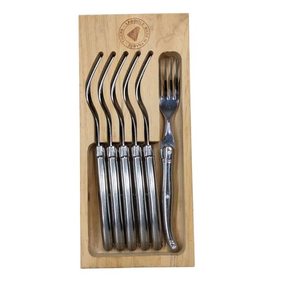Laguiole Set of 6 Thiers France Inox Stainless Steel Steak Forks Bee Handle - Picture 1 of 7